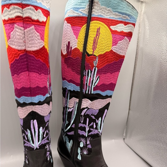 Colorful Desert Scene Embroidered Boots By NASTY GAL - Picture 9 of 17